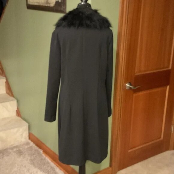 Bisou Bisou Black Coat/Duster with Removable Fur Collar - Picture 12 of 12